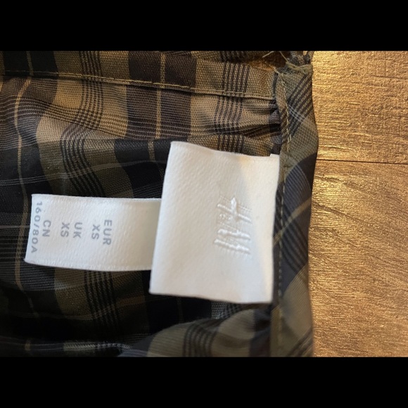 NWT H&M model-blend dress khaki green plaid - Picture 9 of 16